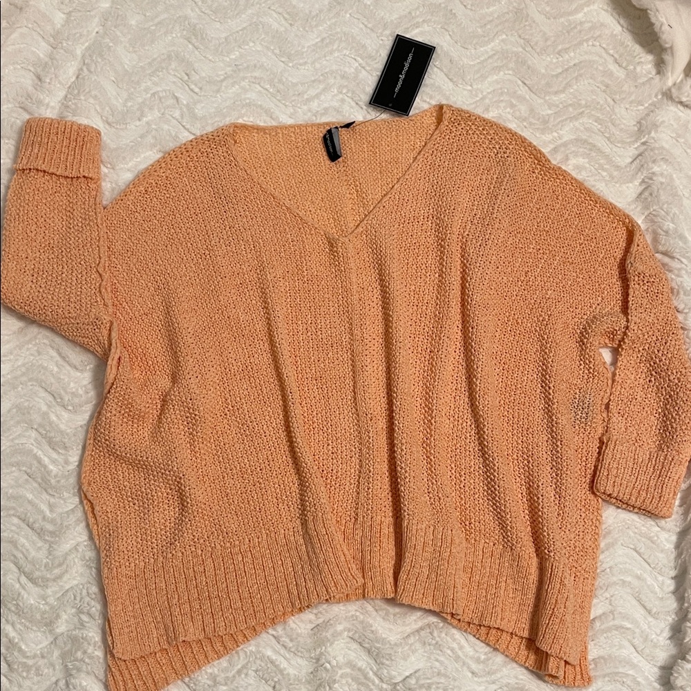 NWT Moon & Madison Oversized Peach Loose Knit Sweater - Picture 8 of 15